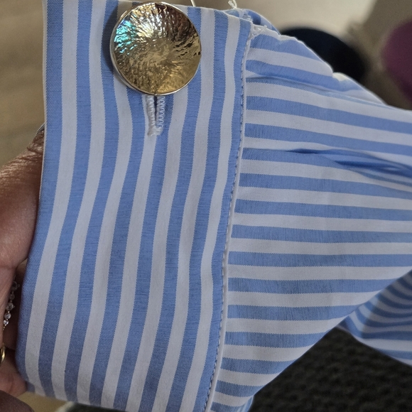 Zara Sky Blue Striped Wrap Blouse - Picture 6 of 6